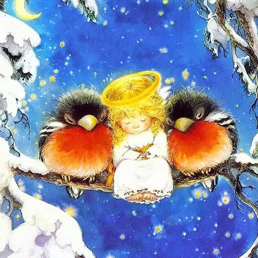 Vögel & kleiner Engel - Diamond Painting