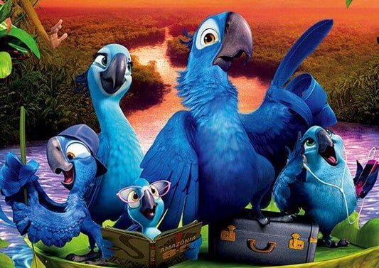 Cartoon Papageien Familie - Diamond Painting
