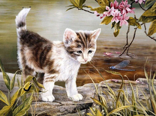 Katze & Libelle Diamond Painting - Diamond Painting