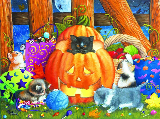 Katzen & Kürbis - Halloween - Diamond Painting