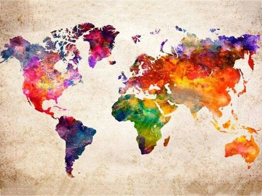 Bunte Weltkarte Diamond Painting - Diamond Painting