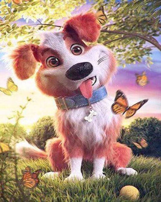 Hund, der lustiges Gesicht macht - Diamond Painting