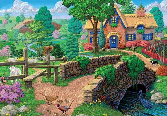 Zaun Schritte Cottage von Joseph Burgess - Diamond Painting