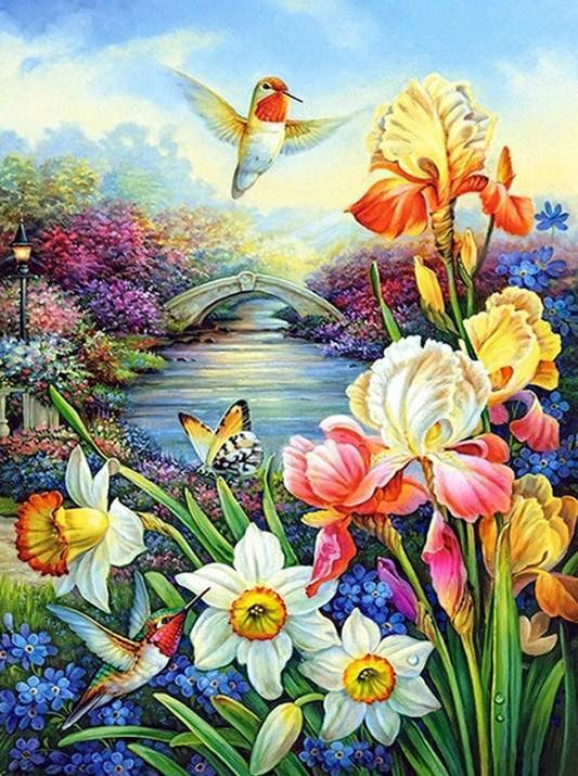 Blumen & Kolibris Diamond Painting - Diamond Painting