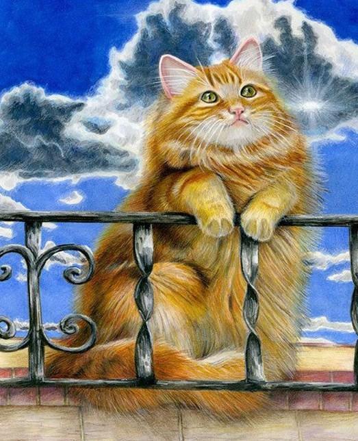 Flauschige braune Katze - Diamond Painting Kit - Diamond Painting