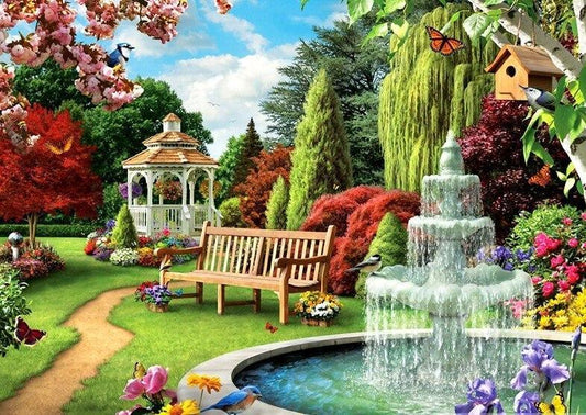 Brunnen im Garten Diamond Painting - Diamond Painting