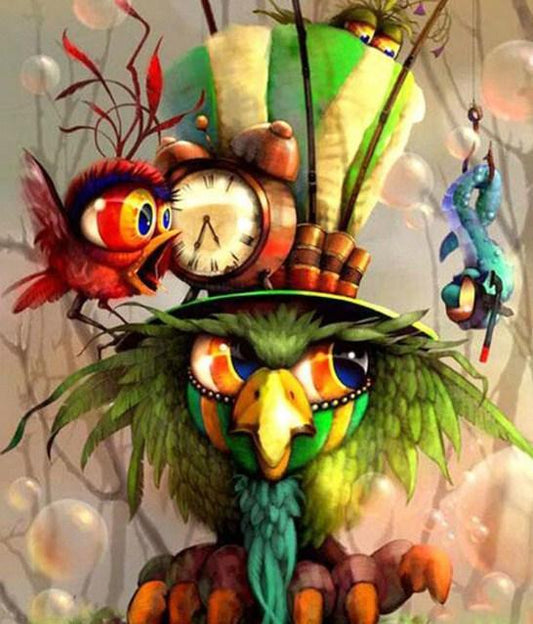 Lustige Karikatur-Vögel - Malen durch Diamanten - Diamond Painting