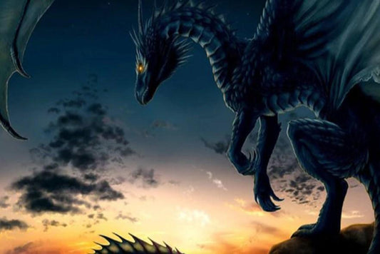 Riesiger blauer Drache - Farbe durch Diamanten - Diamond Painting