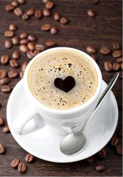 Schöne Kaffeetasse & Bohnen - Diamond Painting