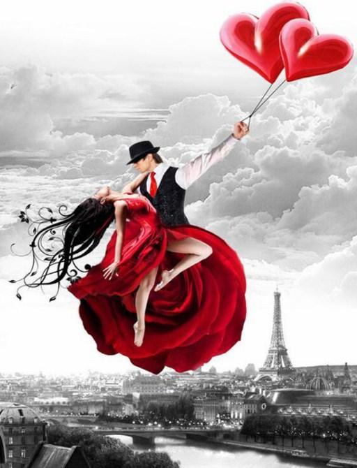 Liebespaar mit Liebesballons - Diamond Painting