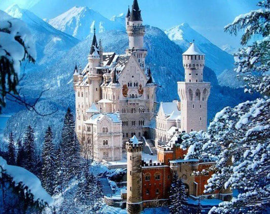 Schloss Neuschwanstein im Winter - Diamond Painting