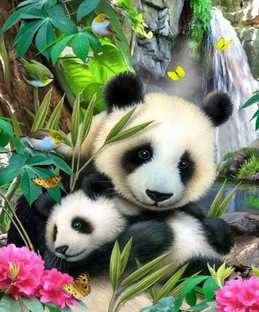 Pandas, Spatzen & Schmetterlinge - Diamond Painting