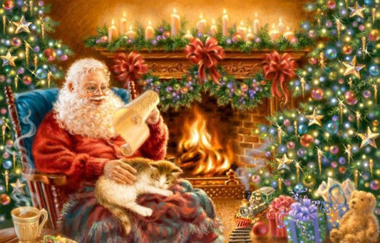 Weihnachtsmann mit Katz Diamond Painting - Diamond Painting