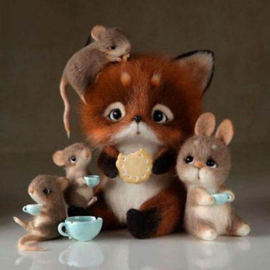 Süße Cartoons, die Tee haben - Diamond Painting