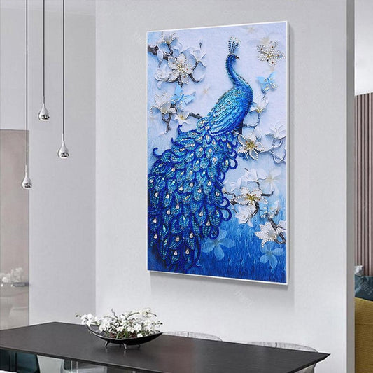 Blauer Pfau - Spezial Shaped Diamond Painting - Diamond Painting