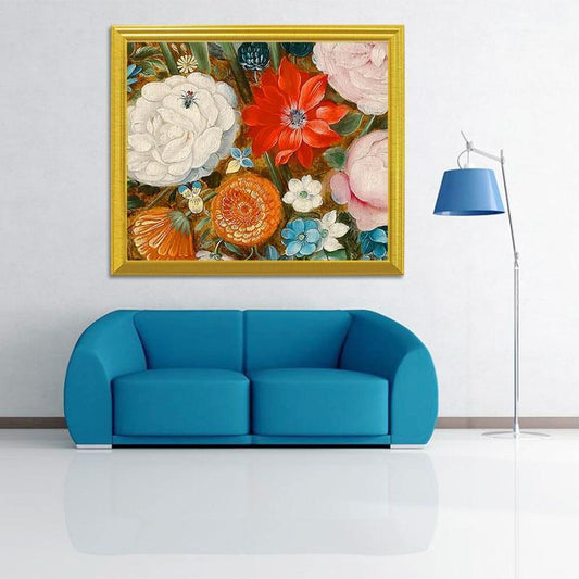 Zinnia Blumen DIY Malerei - Diamond Painting