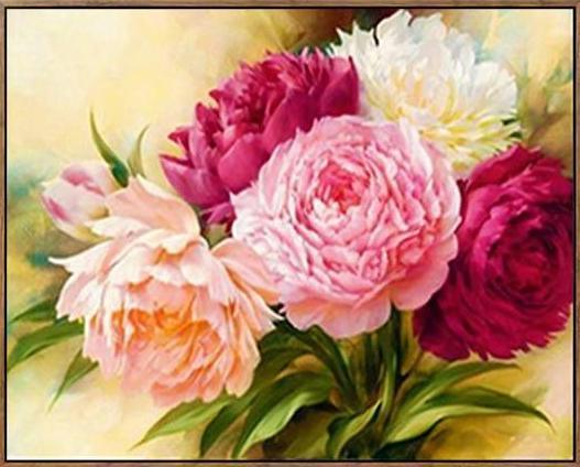 Bunte Pfingstrosenblume - Diamond Painting