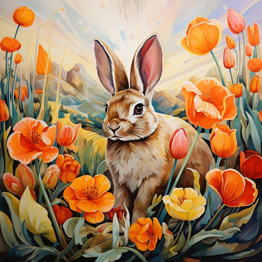 Bunny flower diamond painting