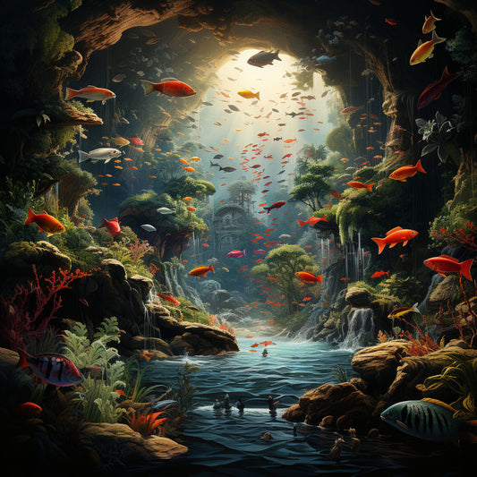 fish raining diamond painting