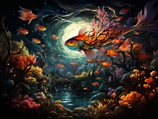 Die Fischkönigin – Malen mit Diamanten