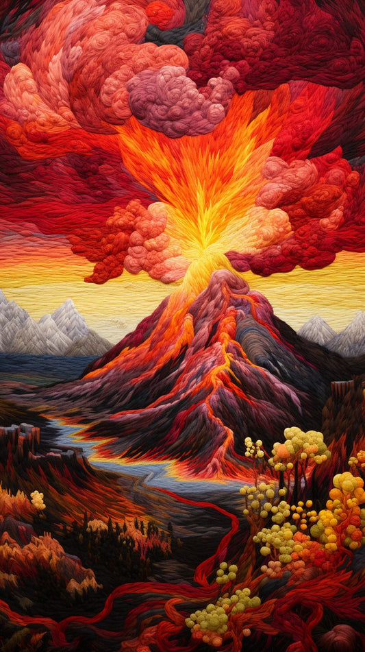 Explodierender Vulkan - Gemälde von Diamonds