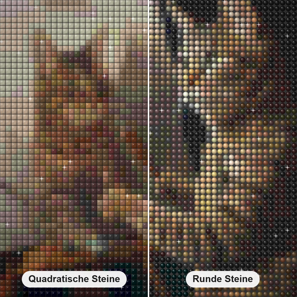 Eine Katze, die sich selbst malt – Gemälde von Diamond Diamond Painting Nahaufnahme mit quadratischen und runden Steinen