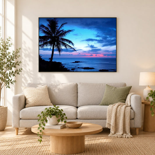 Abendansicht im Hawaii als gerahmtes Diamond Painting im Wohnzimmer
