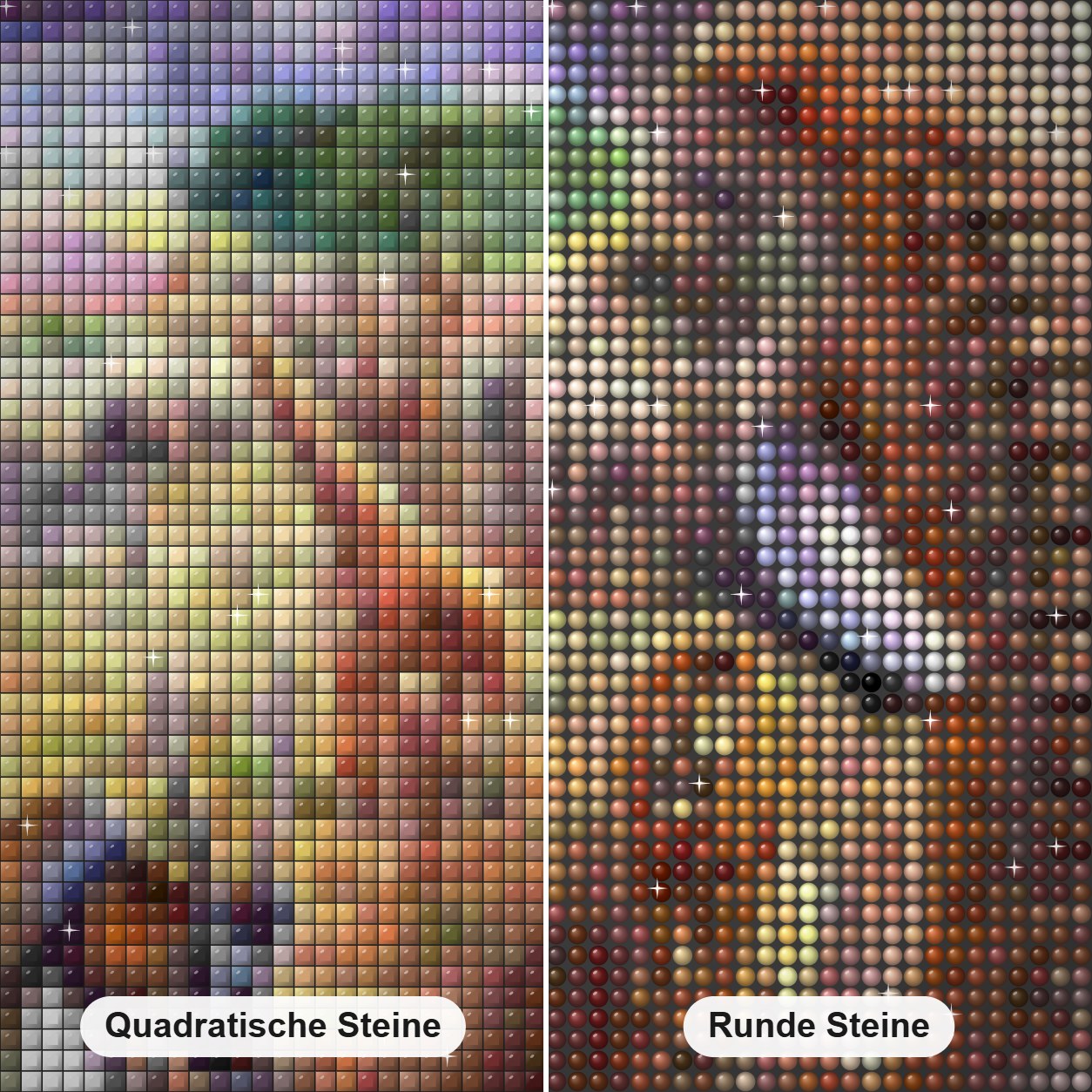Ägypten Zoo Diamond Painting Nahaufnahme mit quadratischen und runden Steinen