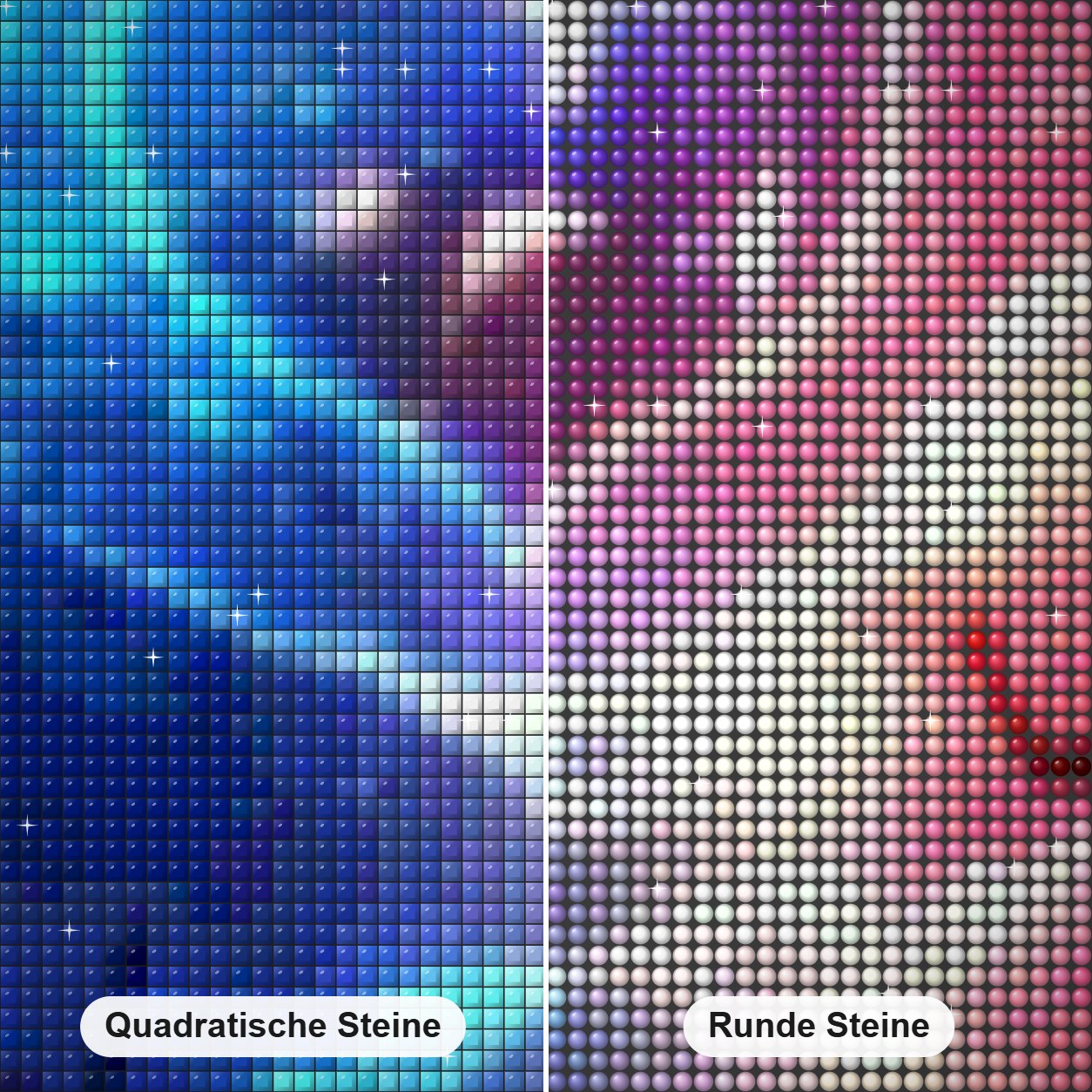 Anime Paar - Eis & Feuer Liebesherz Diamond Painting Nahaufnahme mit quadratischen und runden Steinen