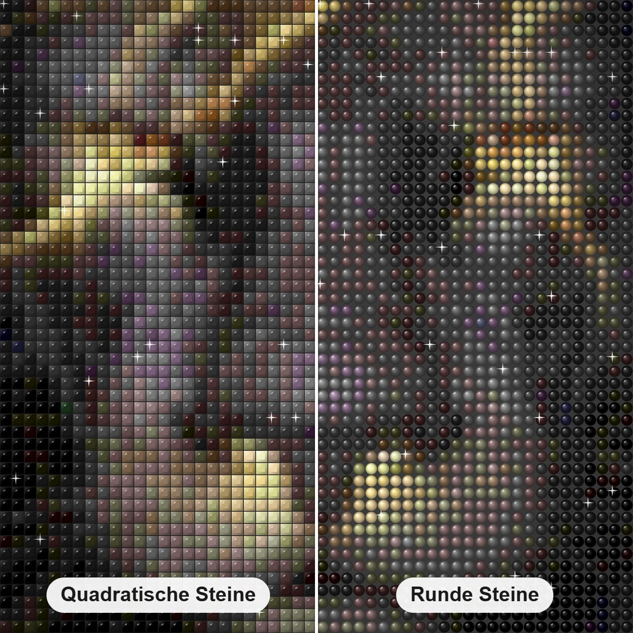 Atemberaubende Diamond Painting des schwarzen Löwen Diamond Painting Nahaufnahme mit quadratischen und runden Steinen