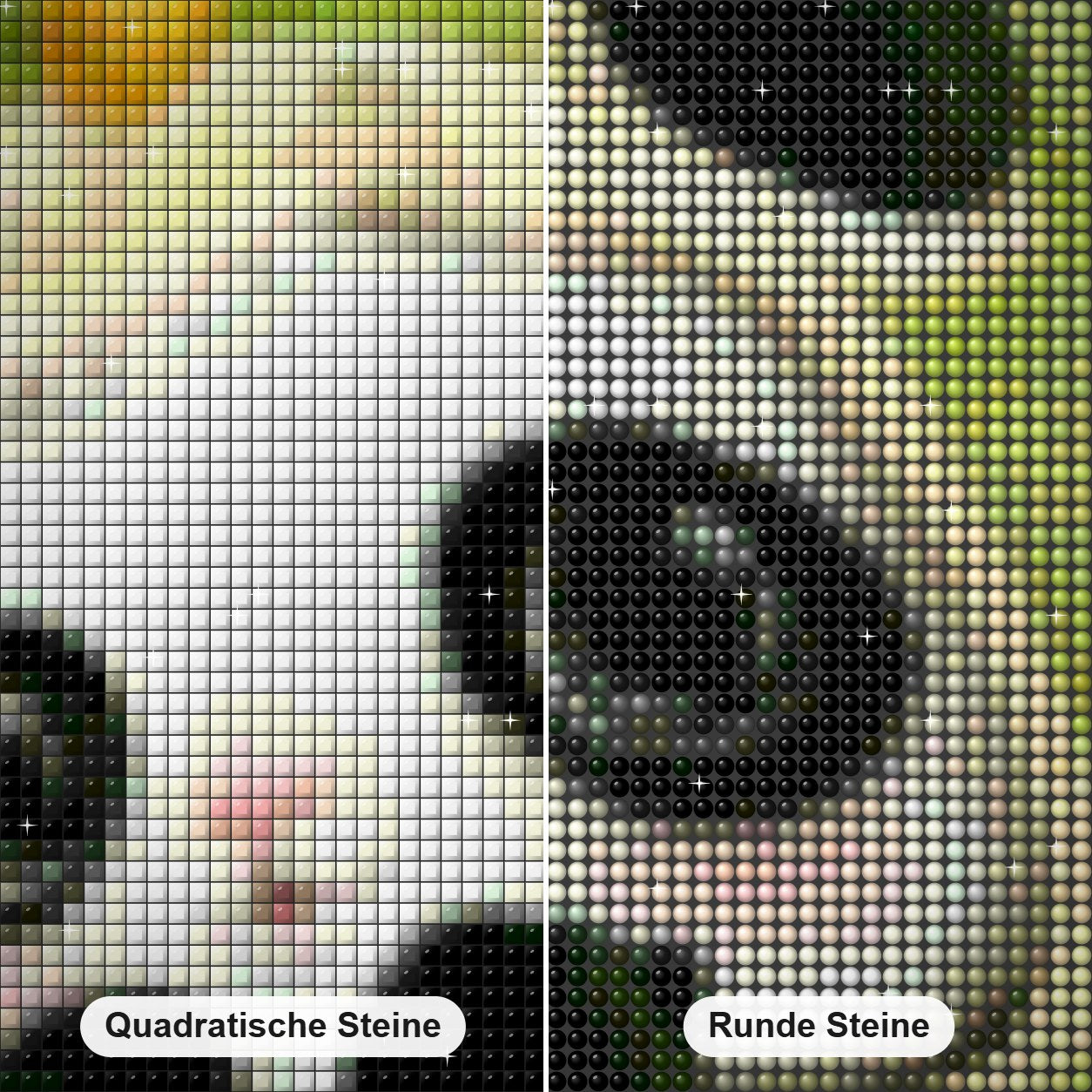 Baby Panda Karikatur Diamond Painting Nahaufnahme mit quadratischen und runden Steinen