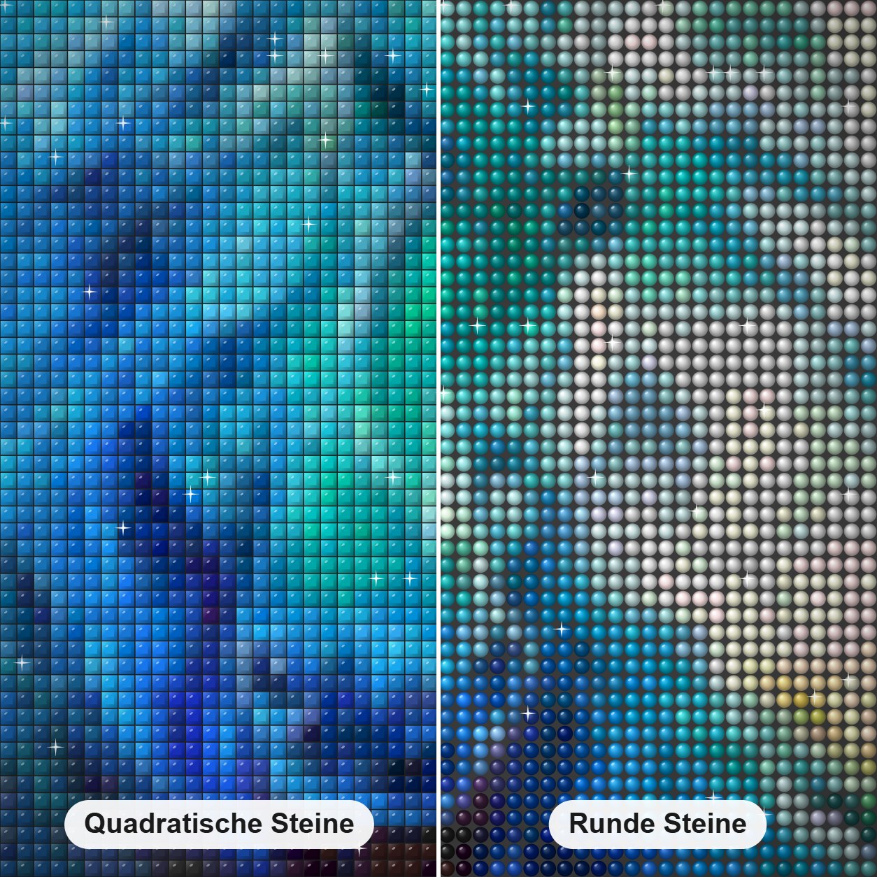 blauer Geist Ozean Pferd Diamond Painting Nahaufnahme mit quadratischen und runden Steinen