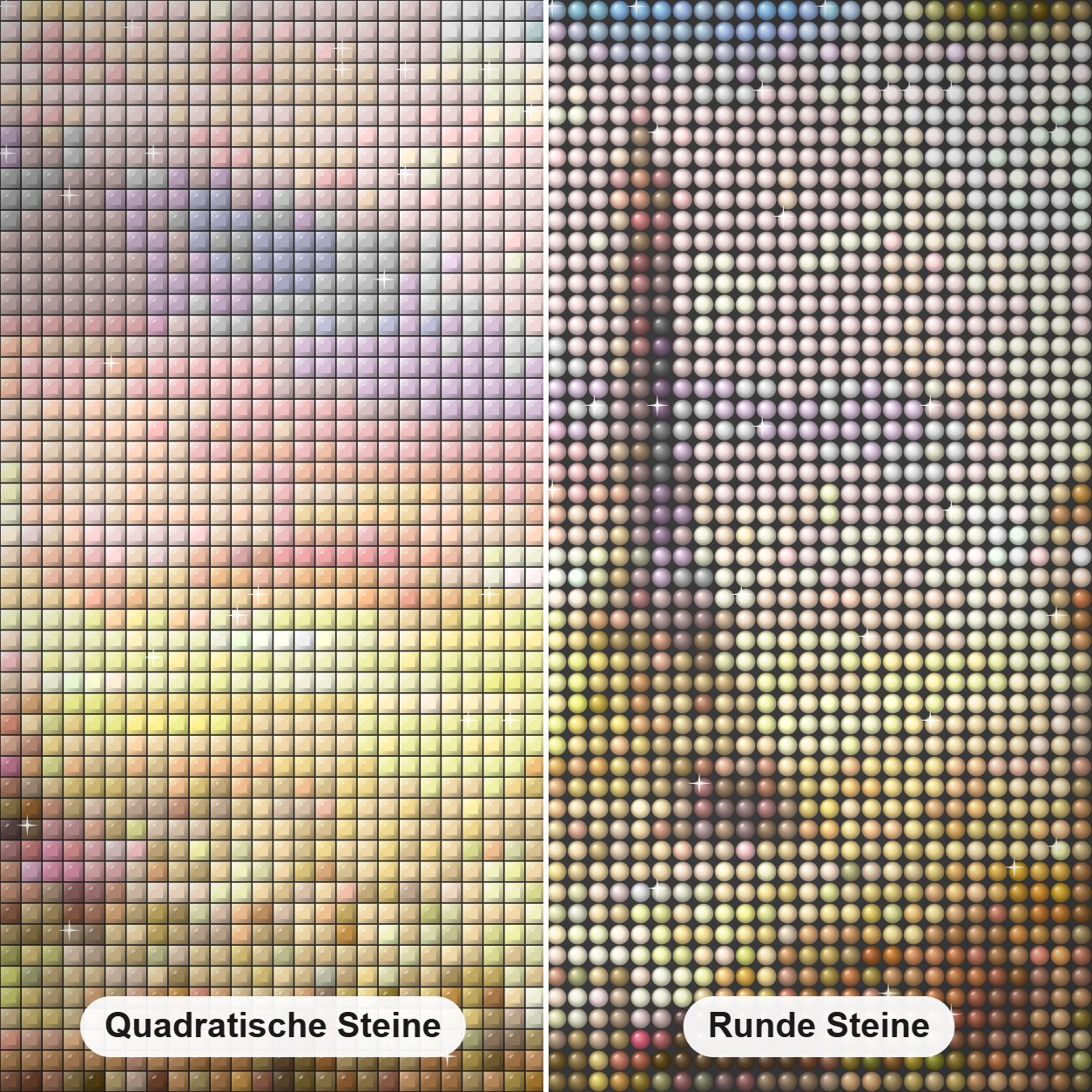 Blick auf den Eiffelturm von der Hotelterrasse Diamond Painting Nahaufnahme mit quadratischen und runden Steinen