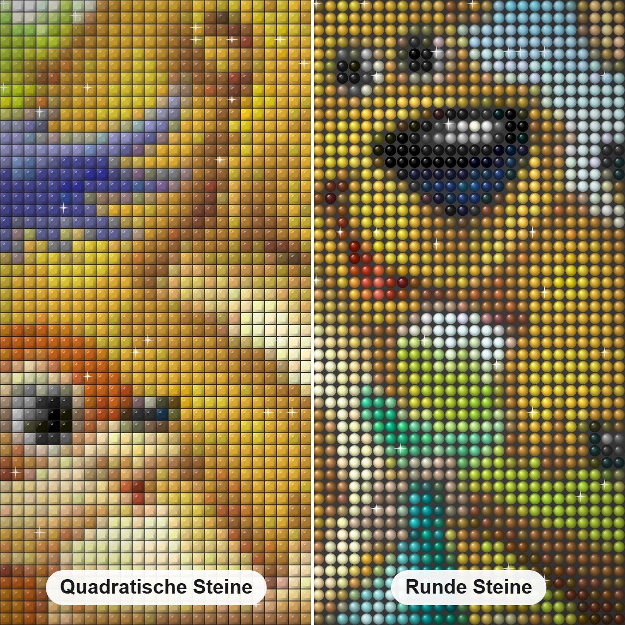 Cartoon Freunde Diamond Painting Nahaufnahme mit quadratischen und runden Steinen