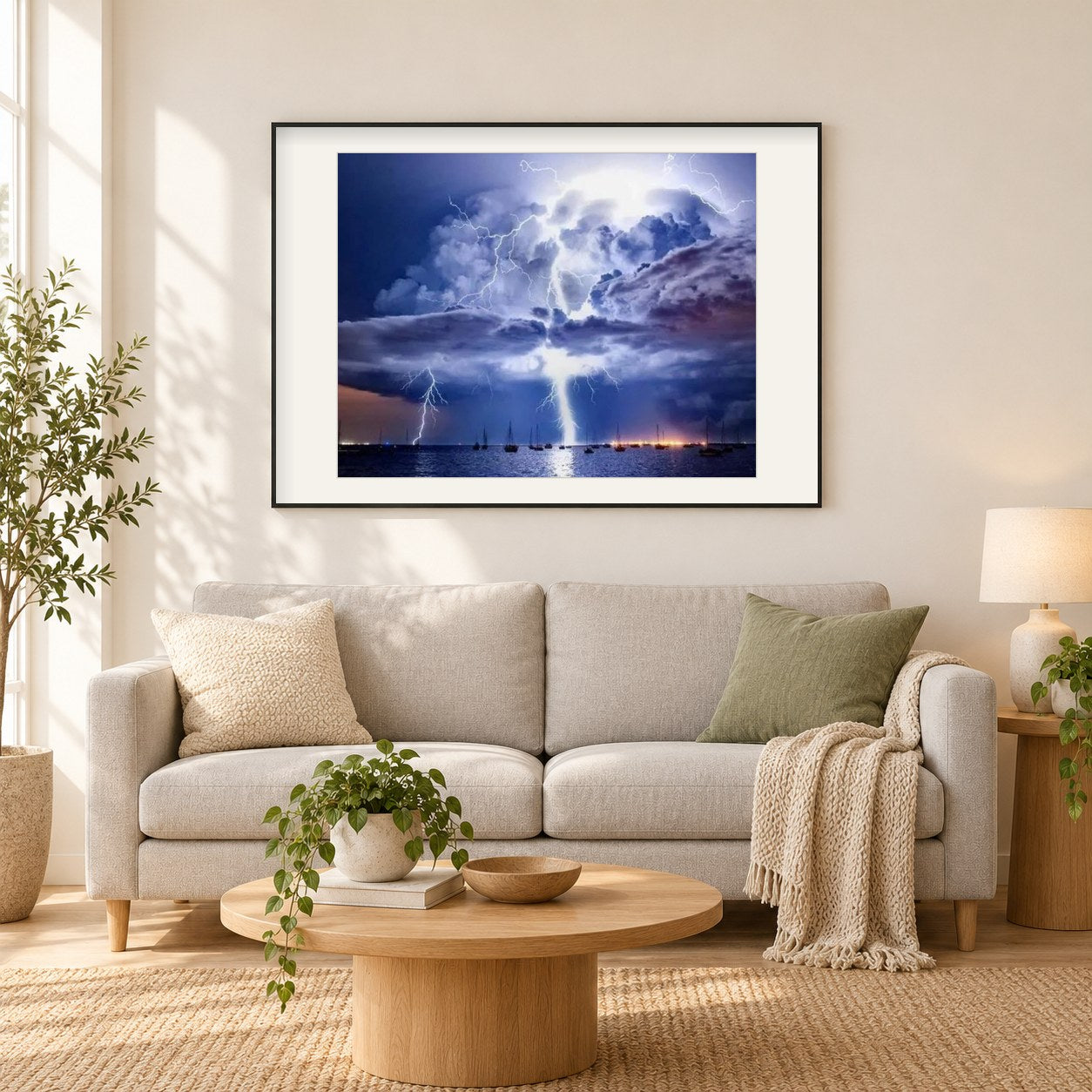 Catatumbo Blitz als gerahmtes Diamond Painting im Wohnzimmer