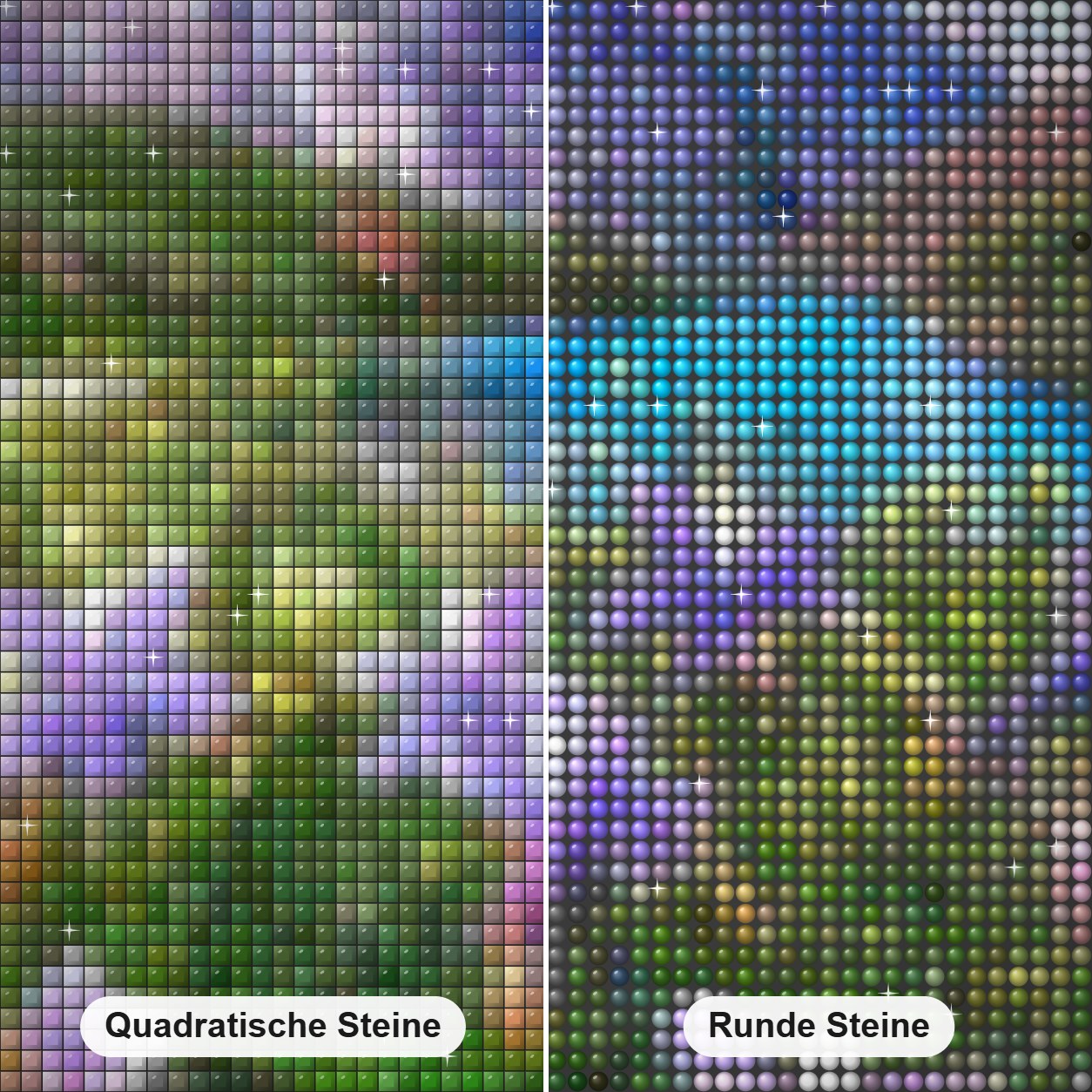 Columbine Blume in den Bergen Diamond Painting Nahaufnahme mit quadratischen und runden Steinen