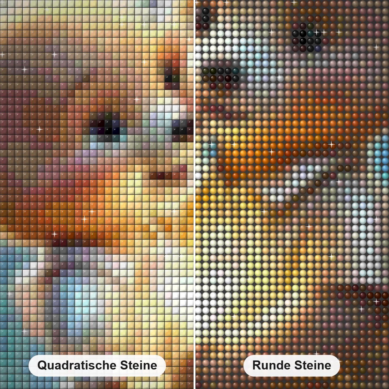 Tanzendes Bärenpaar Diamond Painting Nahaufnahme mit quadratischen und runden Steinen