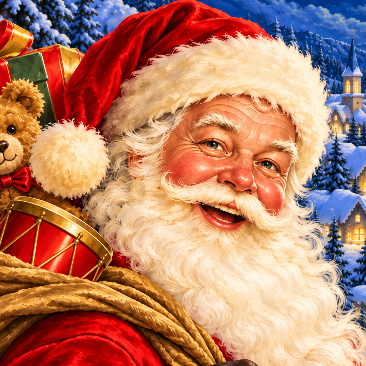 Detailansicht Diamond Painting Nostalgischer Weihnachtsmann