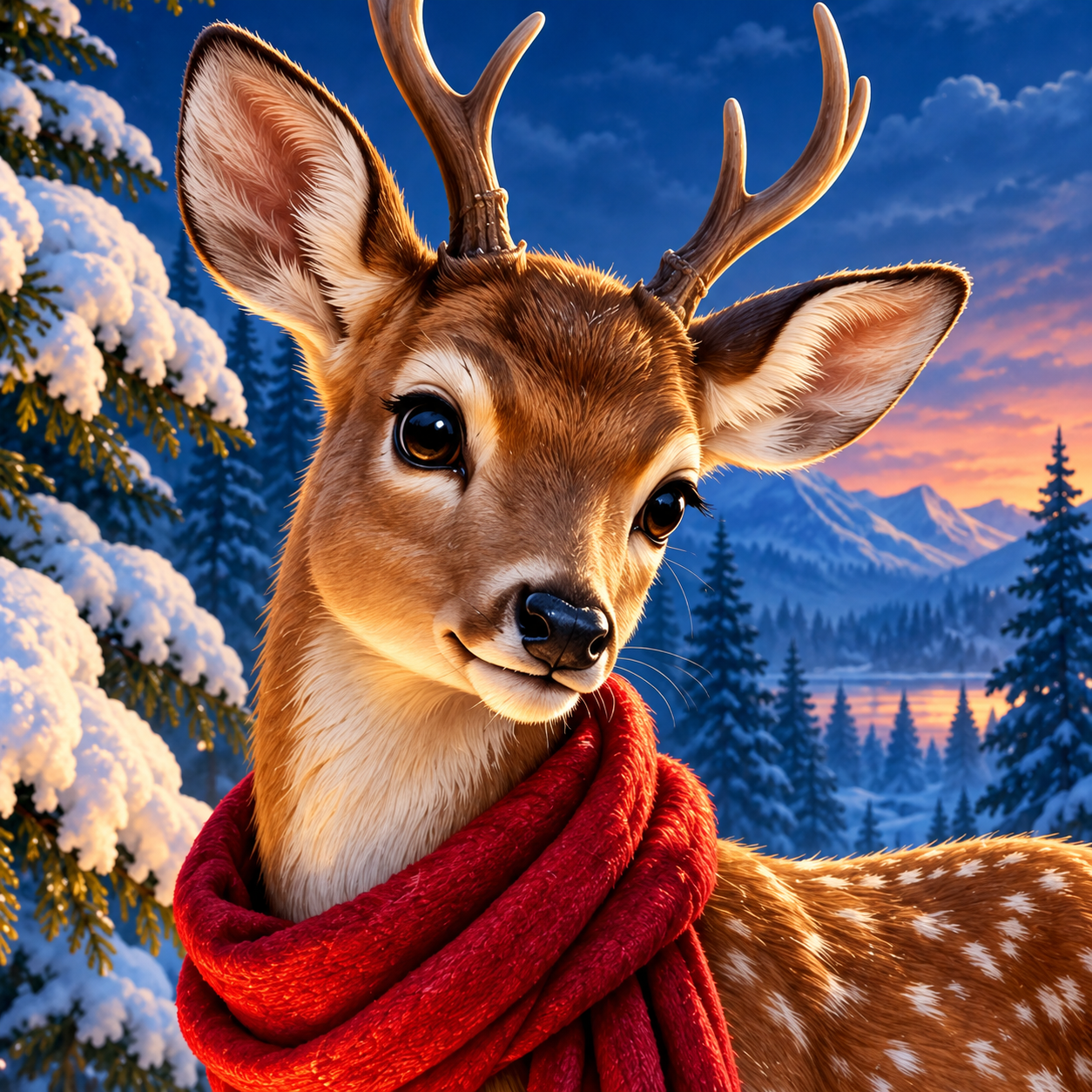 Detailansicht Diamond Painting Weihnachtshirsch mit Laterne