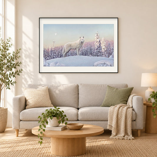 Rande der Dunkelheit - Kunst des Eric Wilson als gerahmtes Diamond Painting im Wohnzimmer