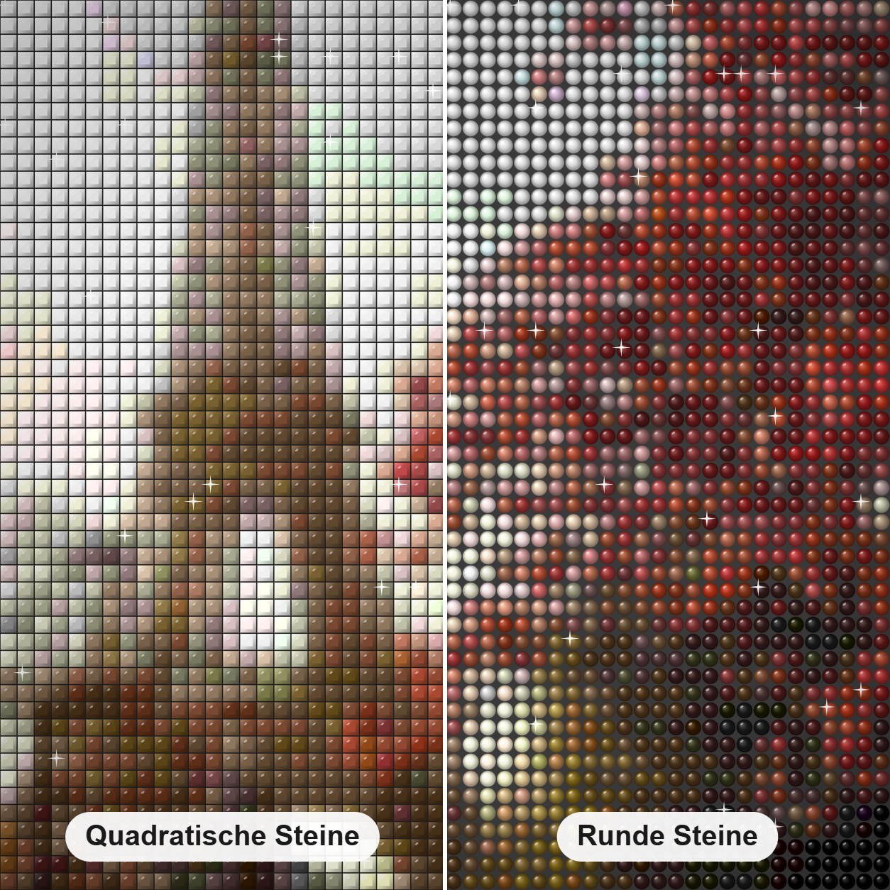 Eiffel Tower Diamond Painting Nahaufnahme mit quadratischen und runden Steinen