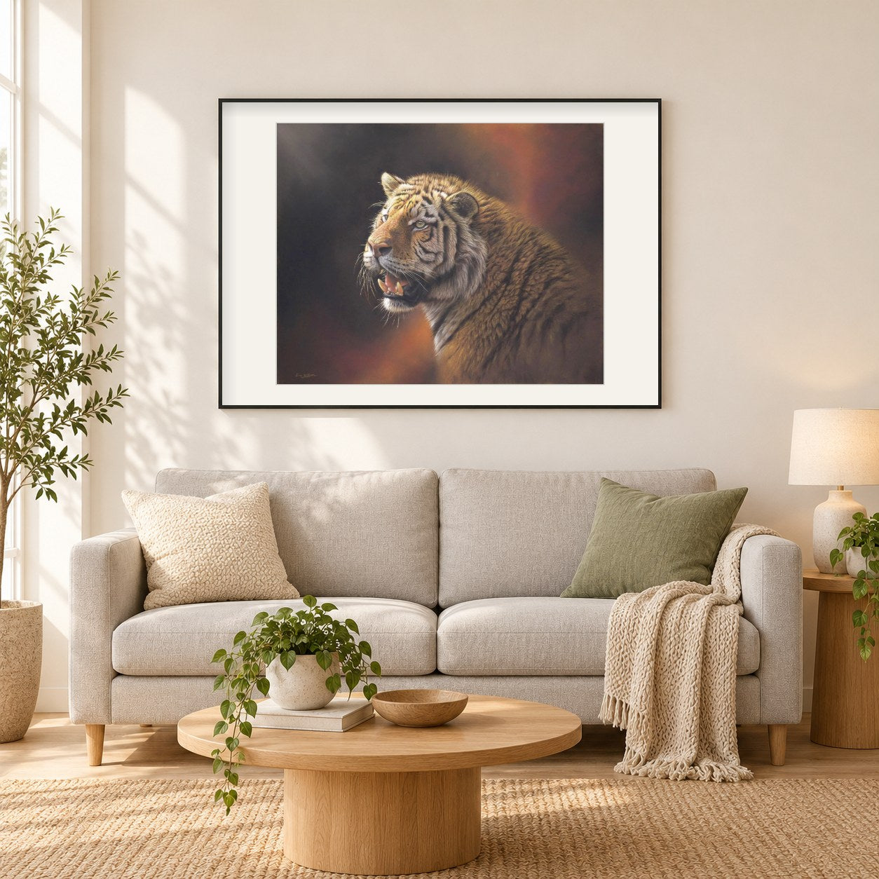 Das Auge des Sturmes -  Kunst des Eric Wilson als gerahmtes Diamond Painting im Wohnzimmer