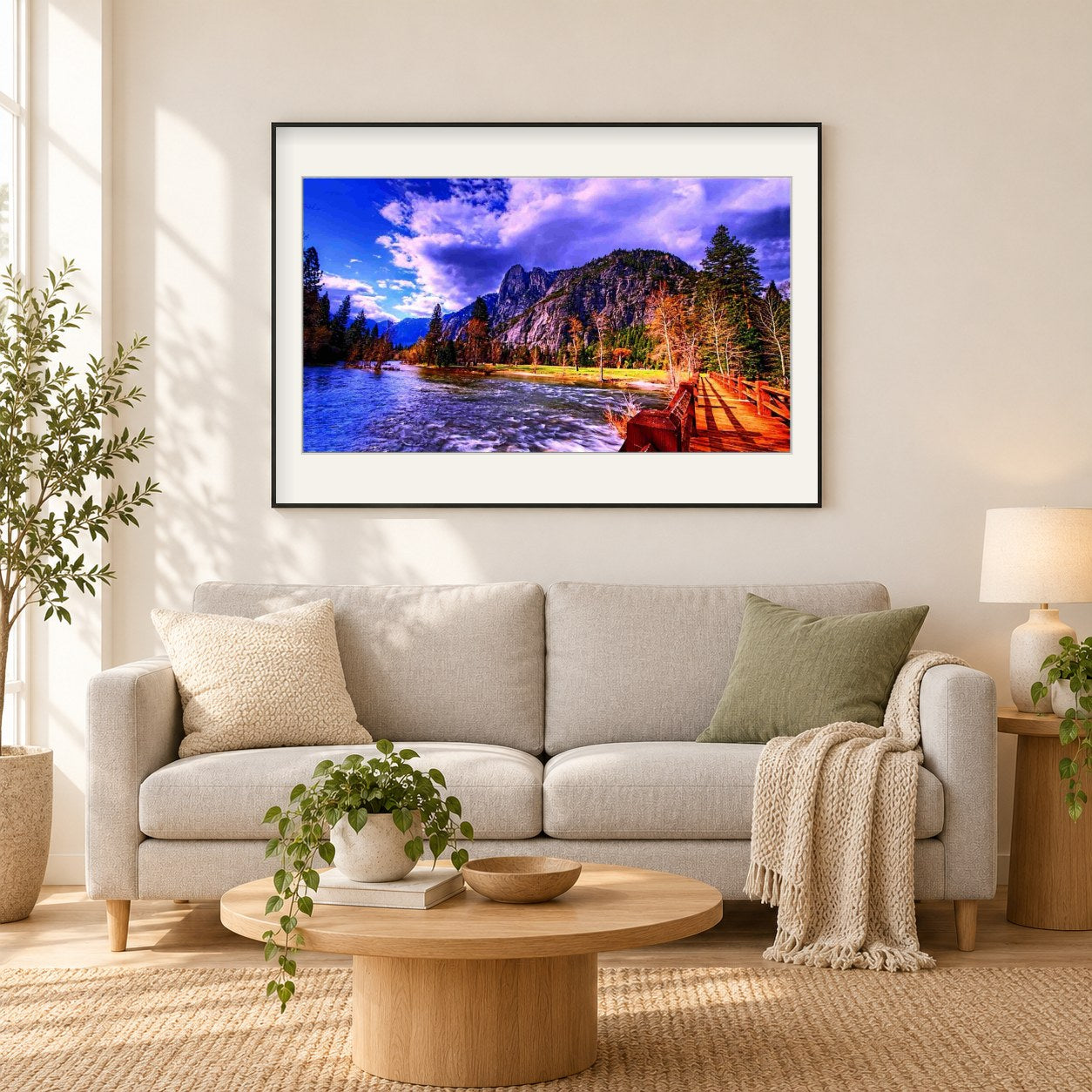 Farben der Natur als gerahmtes Diamond Painting im Wohnzimmer