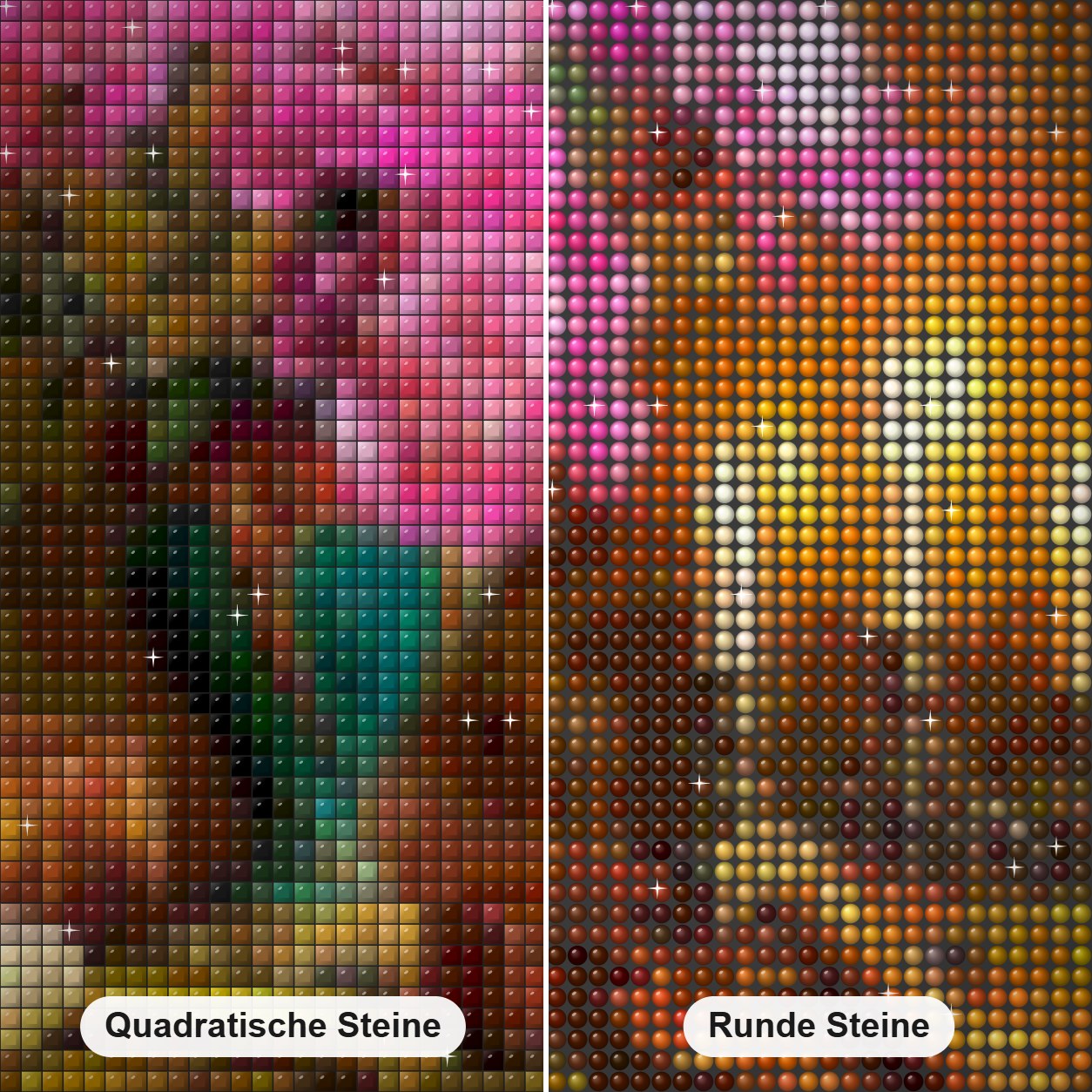 Gitarren-, Blumen- und Kerzenmalerei Diamond Painting Nahaufnahme mit quadratischen und runden Steinen