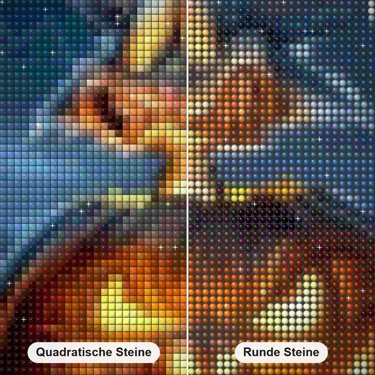 Gruselige Halloween-Nacht Diamond Painting Nahaufnahme mit quadratischen und runden Steinen