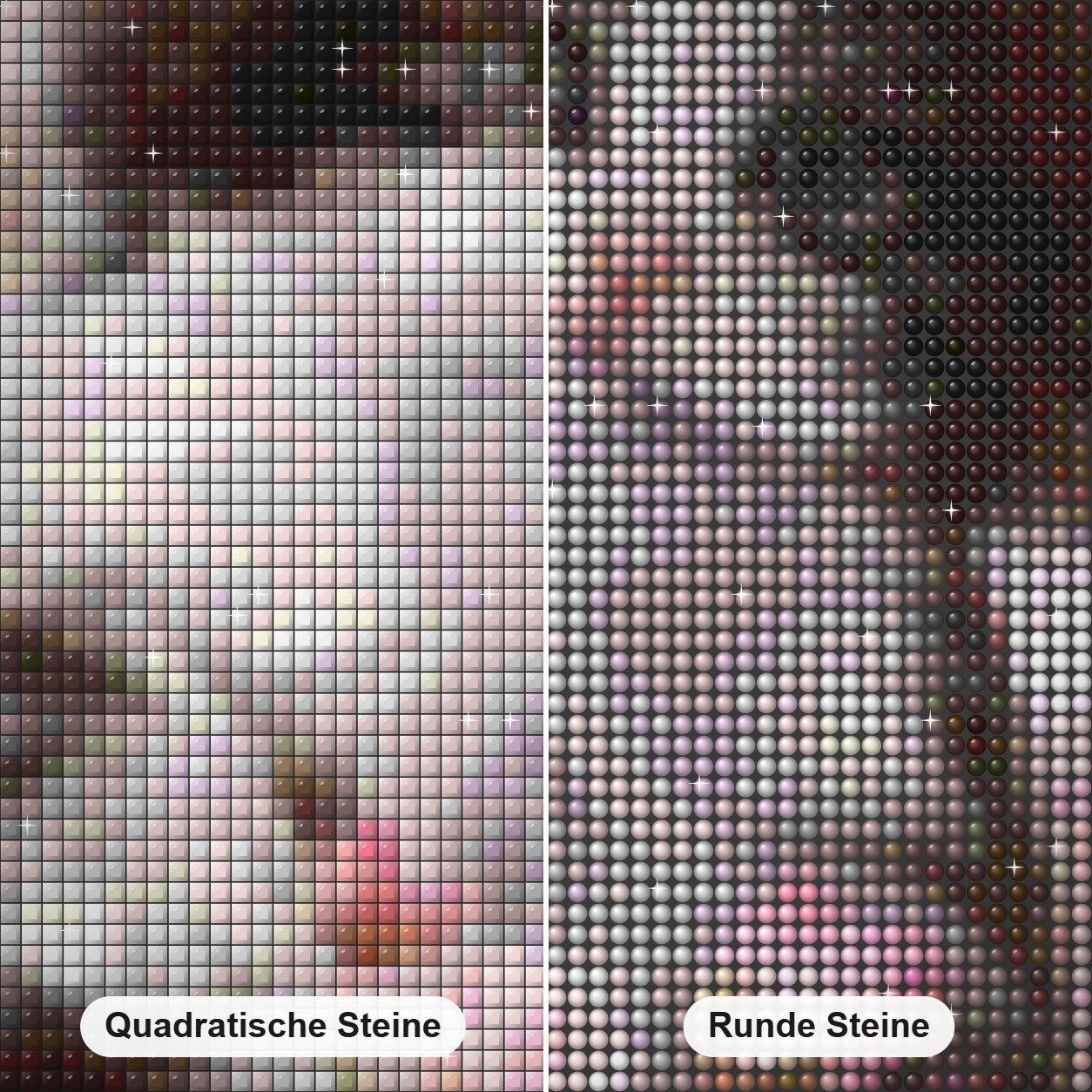 Katze in Kirschblüte Diamond Painting Nahaufnahme mit quadratischen und runden Steinen