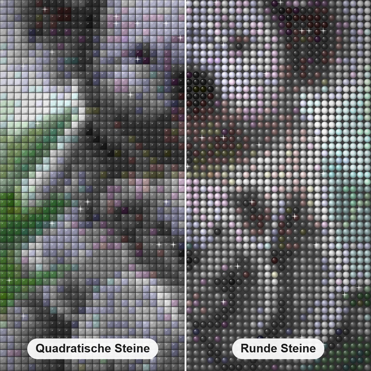 Koalabär mit Baby Diamond Painting Nahaufnahme mit quadratischen und runden Steinen