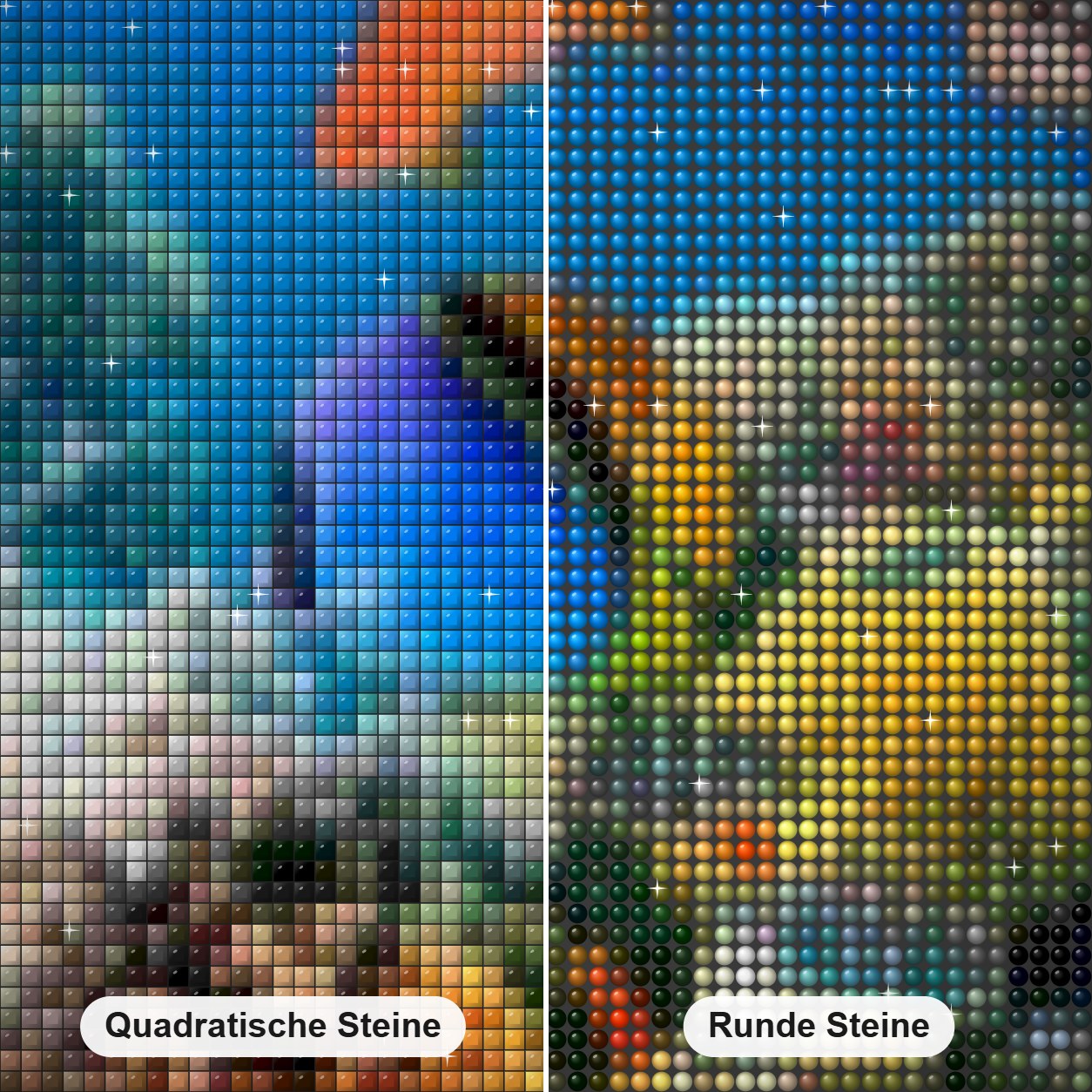 Korallenfische von Malaysia Diamond Painting Nahaufnahme mit quadratischen und runden Steinen