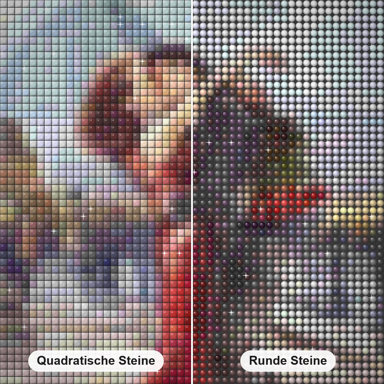 Liebespaar in der Nähe von Eiffelturm Diamond Painting Nahaufnahme mit quadratischen und runden Steinen