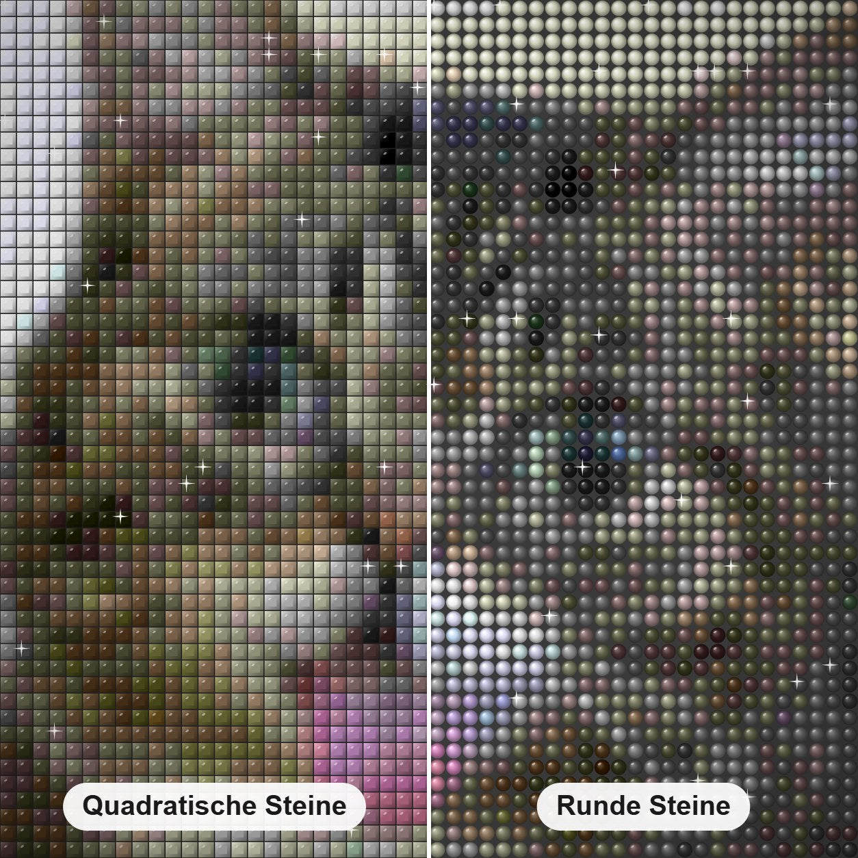 Lustige Katze mit Zunge heraus Diamond Painting Nahaufnahme mit quadratischen und runden Steinen